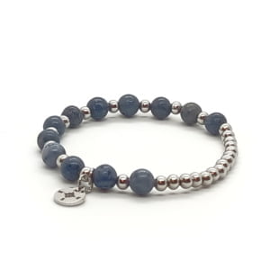 Bransoletka Koral niebieski – kamienie naturalne z kompasem ze stali chirurgicznej ST044