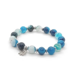 Bransoletka ze sterem ze stali chirurgicznej, Kamienie Agat i Hematyt KAM037