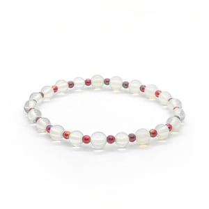 Bransoletka kamienie naturalne: Opal i Hematyt KAM094