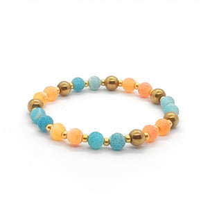 Bransoletka pozłacana, Agat trawiony – 15cm KAM084