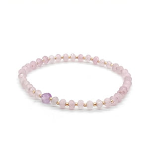 Bransoletka damska Ametyst fasetowany, pozłacana stal chirurgiczna KAM065