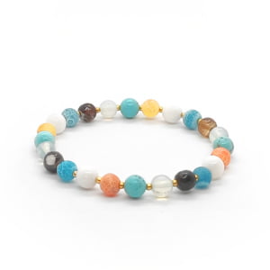 Bransoletka pozłacana, Kamienie naturalne: Opal, Turkus, Agat KAM080