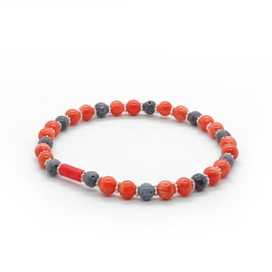 Bransoletka kamienie Czerwony koral koral niebieski koral pomarańczowy 15,5cm KAM256