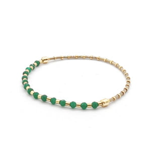 Bransoletka pozłacana Szmaragdy i hematyt 16,5cm KAM290