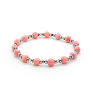 Bransoletka kamienie Czerwony koral i hematyt 16,5cm KAM216