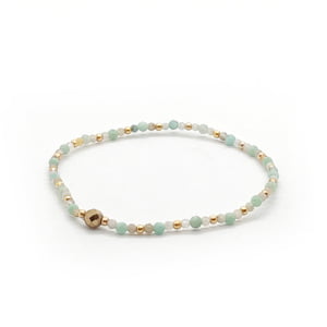 Bransoletka pozłacana Amazonit i hematyt 15cm KAM270 Stal chir.