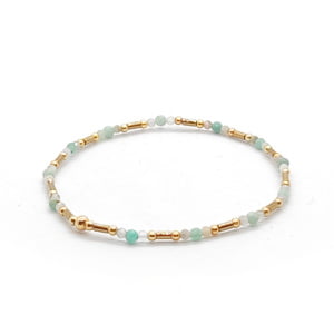 Bransoletka pozłacana Amazonit i hematyt 15,5cm KAM275