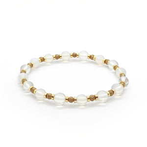 Bransoletka kamienie Opal i hematyt 16,5cm KAM207