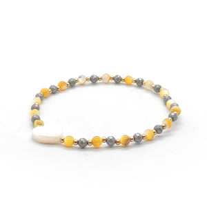 Bransoletka pozłacana z serduszkiem Masa perłowa 15,5cm KAM281