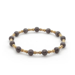 Bransoletka pozłacana Uleksyt i hematyt 16cm KAM181 Stal chirurgiczna