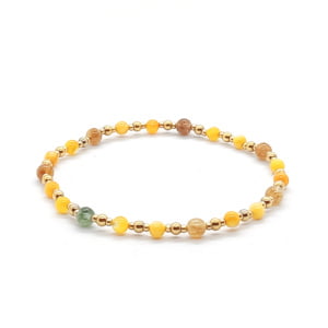 Bransoletka pozłacana Turmalin żółty i zielony i masa perłowa opalizująca 18cm KAM236 Stal chir.