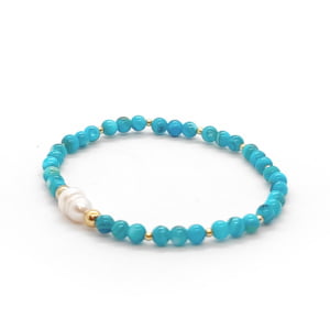 Bransoletka pozłacana z perłą naturalną hodowlaną 16cm KAM333