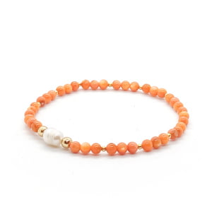 Bransoletka pozłacana z perłą naturalną hodowlaną 17cm KAM334