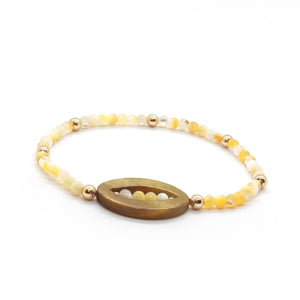 Bransoletka pozłacana z opalizującej masy perłowej 18cm KAM392 Stal chirurgiczna