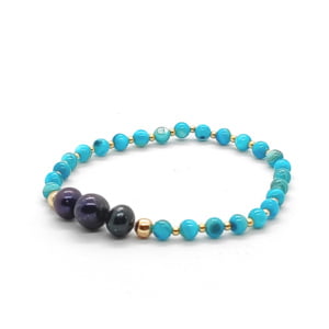 Bransoletka pozłacana z perłą naturalną hodowlaną 15cm KAM336