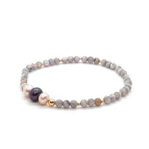 Bransoletka pozłacana z perłami naturalnymi hodowlanymi 18,5cm KAM337