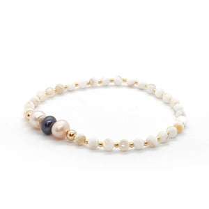 Bransoletka pozłacana z perłami naturalnymi hodowlanymi 17cm KAM339