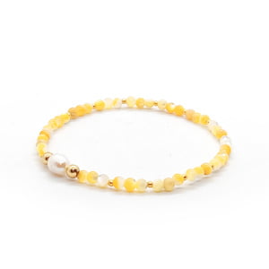 Bransoletka pozłacana z perłą naturalną hodowlaną 17cm KAM335