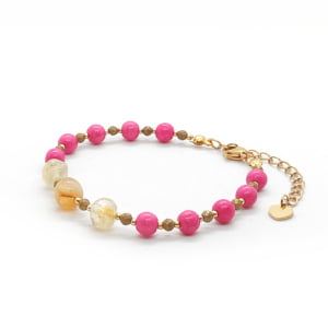 Bransoletka Cytryn, Hematyt, Howlit - kamienie naturalne 17-21cm KAM444 stal chir.