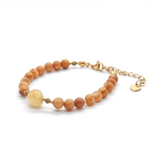 Bransoletka pozłacana Cytryn, Masa perłowa, Hematyt 16-20cm KAM480 stal chir.