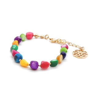 Bransoletka pozłacana, Masa perłowa 16,5-20,5cm KAM433 Stal chir.