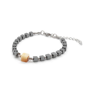 Bransoletka Amazonit, Hematyt 17,5-21,5cm KAM590 Stal chir.