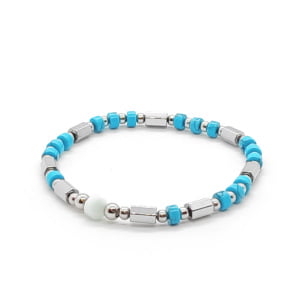 Bransoletka Turkus, Angelit, Hematyt 15,5cm KAM558 Stal chir.