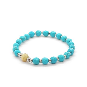 Bransoletka Opal, Howlit 15cm KAM559 Stal chir.