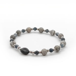 Bransoletka kamienie Turmalin, Jaspis, Agat i Stal chir. – 15,5cm KAM534