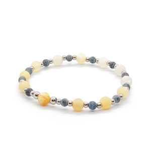 Bransoletka Opal, Agat 15,5cm KAM560 Stal chir.