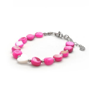 Bransoletka Masa perłowa, 17-21cm KAM598 Stal chir.