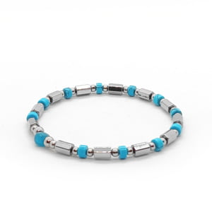 Bransoletka Turkus, Apatyt, Hematyt 15,5cm KAM537 Stal chir.