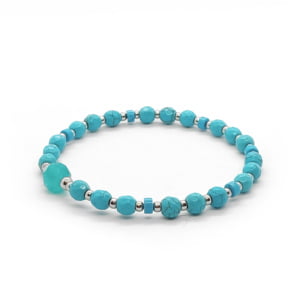 Bransoletka Turkus, Amazonit, Howlit 18cm KAM538 Stal chir.