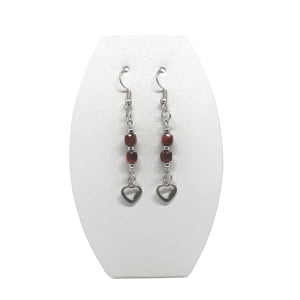 Kolczyki wiszące Czerwone tygrysie oko, Stal chirurgiczna KOL053 Kolczyki ADIRE