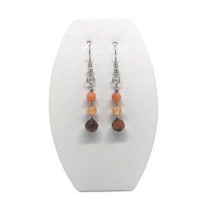 Kolczyki wiszące Awenturyn i Tygrysie oko, stal chirurgiczna KOL013 Kolczyki ADIRE