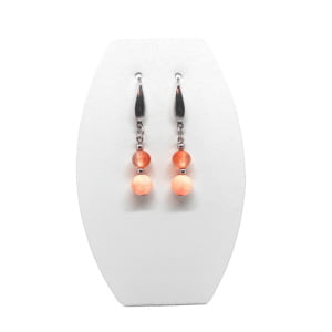 Kolczyki agat bursztynowy, Jadeit brzoskwiniowy, stal chir. KOL006 Biżuteria ADIRE