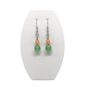 Kolczyki wiszące Nefryt zielony, Awenturyn, Stal chirurgiczna KOL038 Biżuteria ADIRE