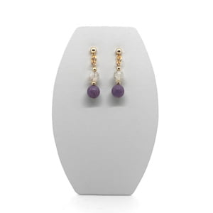 Kolczyki pozłacane Cytryn, Koral fioletowy, Stal chirurgiczna KOL066 Kolczyki ADIRE