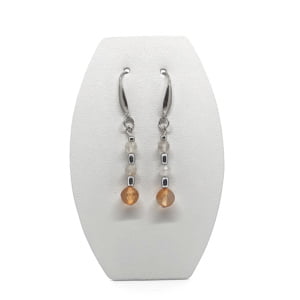 Kolczyki Kwarc rutylowany, Agat bursztynowy, stal chir. KOL007 Biżuteria ADIRE