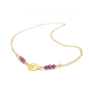 Naszyjnik Fosfosyderyt, stal chirurgiczna pozłacana 54cm N003