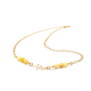 Naszyjnik Opal żółty, stal chirurgiczna pozłacana 51cm N001