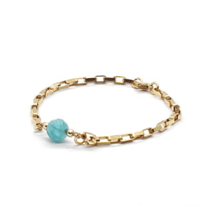 Bransoletka pozłacana Amazonit 17cm KAM630 Stal chirurgiczna - Bransoletki ADIRE