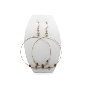 Kolczyki pozłacane duże koła, Hematyt, Stal chirurgiczna KOL068 Kolczyki ADIRE