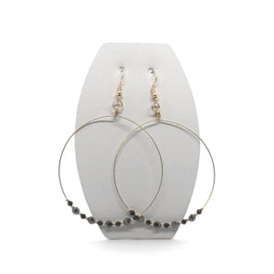 Kolczyki pozłacane koła, Turmalin, Hematyt, Stal chirurgiczna KOL071 Kolczyki ADIRE