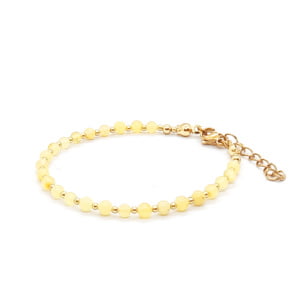 Bransoletka Bursztyn Bałtycki, pozłacana stal chir. 16-20cm KAM670