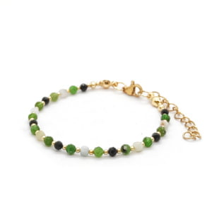 Bransoletka Turmalin, Diopsyt, Amazonit 15,5-19,5cm KAM691 pozłacana stal chir.