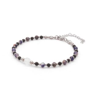 Bransoletka Sodalit, Turmalin, Kwarc 17-21cm KAM814 Stal chirurgiczna