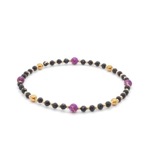 Bransoletka Jaspis, Turmalin czarny 18cm KAM840 Stal chirurgiczna pozłacana