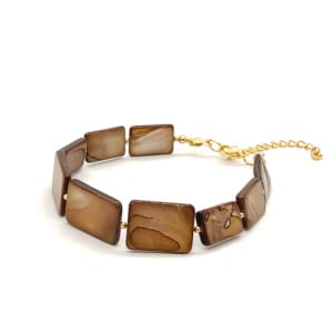 Bransoletka Masa perłowa 19-23cm KAM864 Stal chirurgiczna pozłacana