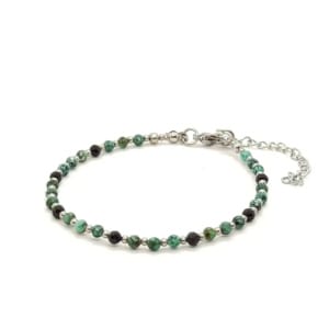 Bransoletka Turkus, Turmalin 16,5-20,5cm KAM890 Stal chirurgiczna